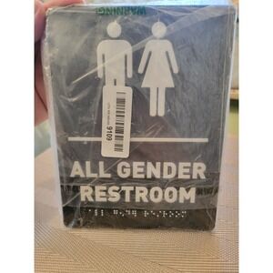 - ADA All Gender Restroom Sign with Braille and Adhesive - 9" X 6" - Self Adhesi